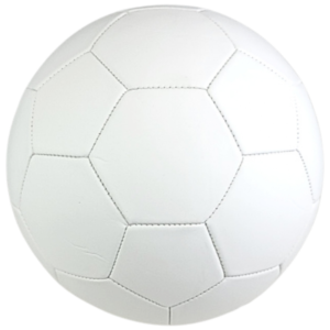 piłka biała matowa, z widocznymi szwami z klasycznymi panelami