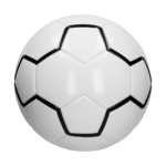 Zdjęcie studyjne białej piłki nożnej ELITE z czarnymi szwami. Piłka jest czysta, nowa.