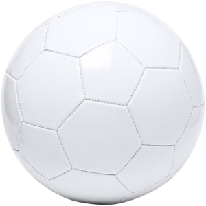 całkowicie biała piłka nożna z widocznymi szyciami między panelami