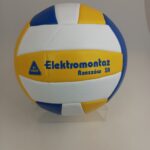 Piłka siatkowa classic żółto niebieska z nadrukiem promocyjnym