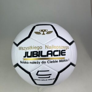 piłka nożna elite ze złoto czarnym nadrukiem życzeń dla jubilata
