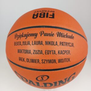 piłka koszowa, pomarańczowa FIBA z nadrukiem z podziękowaniami